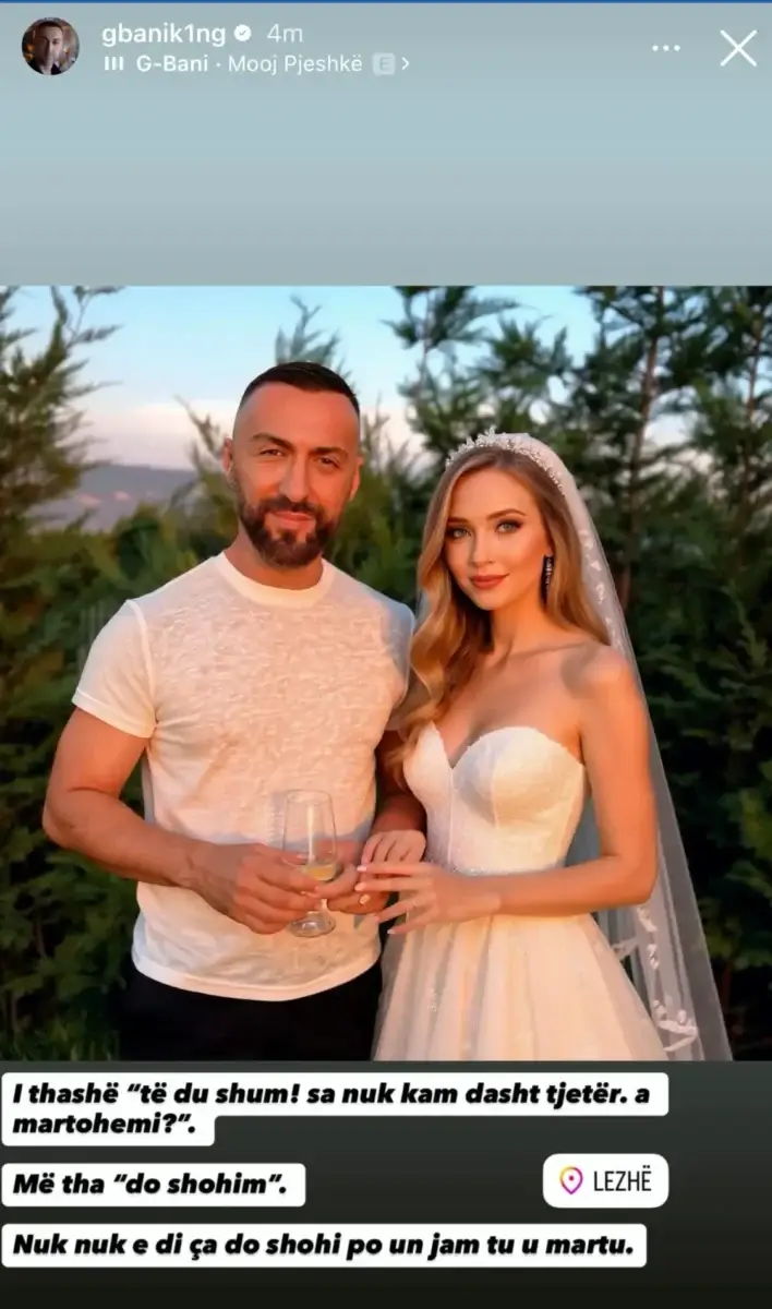 “Jam duke u martuar” G-Bani le pa fjale ndjekesit poston foto nga dasma me nusen...